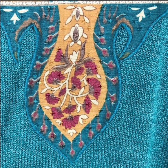 Vintage Embellished Blue Sweater Size L - Picture 5 of 8